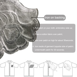 Tailles personnalisées Fournisseur en gros Écussons brodés de roses noires Demande de sergé à coudre thermocollant faite à la main pour vêtements en toile PVC - Product Image 3