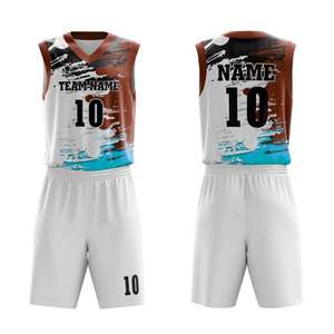 Venta al por mayor de uniformes de baloncesto por sublimación personalizados conjuntos de tallas grandes de secado rápido transpirable 100% poliéster logotipo personalizado - Product Image 5