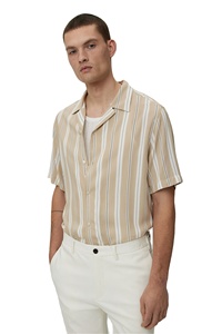 Haut tendance pour homme Marque personnalisée Chemise de villégiature décontractée 100% Viscose Weave Manches courtes Rayé Longueur régulière Vêtements de confort - Product Image 3