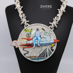 Colgante Iced para Hombre de Plata de Ley 925 Bañado en Oro con Diamante Cultivado en Laboratorio, Letra Personalizada Estilo Hip Hop, Colgantes de Cohete, Regalo para Él, Fiesta - Product Image 2