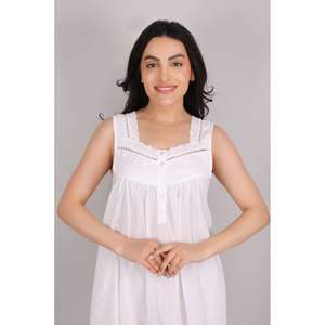 Fashionable <b>Long</b> Cotton Night Gown for Women Quick Dry Breathable Smooth All Season Elegant <b>Nighty</b> Nightdress Wholesale - Product Image 1