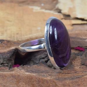 Anillo fino hecho a mano de plata 925 con fuente directa de piedras preciosas de amatista de corte ovalado para boda de mujer y uso diario - Product Image 3