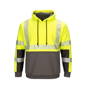 Venta al por mayor de alta visibilidad personalizado seguridad Sudadera con capucha fluorescente amarillo negro colores superventas ropa de trabajo con la característica a prueba de agua para el invierno - Product Image 2