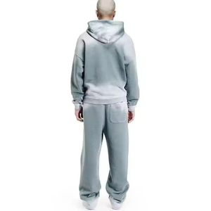 New Arrival Sun Faded Men <b>Joggers</b> Sweatpants and Hoodie Set Distressed Two Piece Acid Washed Tracksuits - Product Image 5