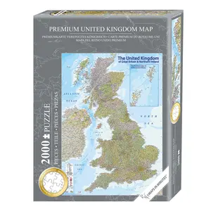Puzzle de la carte du Royaume-Uni 2000 pièces, design personnalisé, jeu de puzzle Grande-Bretagne avec impression de logo gratuite, personnalisation de la taille par MAPS MINUTES - Product Image 3