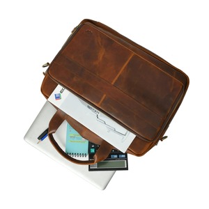 High Quality 16 Inch Genuine Buffalo <b>Leather</b> Briefcase <b>Bag</b> for Men Large Side Messenger Business <b>Bag</b> - Product Image 2