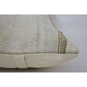 หมอนผ้าขนแกะสีเบจถักลาย Kantha ขนาด12x20นิ้วสไตล์วินเทจผ้าทอลายสี่เหลี่ยมปักพื้นเครื่องนอนแบบพกพา - Product Image 4