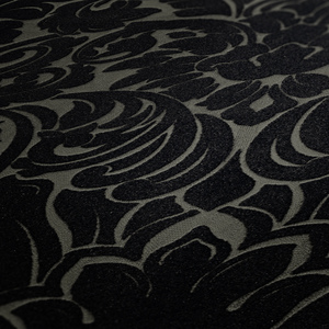 Rouleaux de papier peint en velours floqué damassé fabriqués en Allemagne, lavables, résistants à la lumière, design moderne, utilisation hôtelière, noir gris, tissu non tissé - Product Image 5