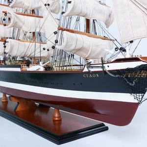 Modelo de barco de madera Sedov pintado a mano con velas curvas, decoración artesanal para el hogar, letrero de pared, caja de madera, regalo para entusiastas de la náutica - Product Image 3