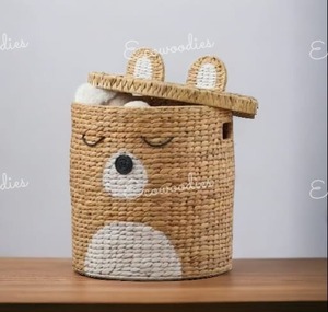 Bear Shape Cylindrical Rattan Woven Basket Cheap Wholesale Home Storage & Organization Kids & Teen Decorative Basket Brown Cute - Product Image 4