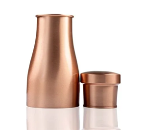 Meilleure vente 100% bouteille d'eau en cuivre pur Carafe de chevet 1000ml pot de chambre à coucher avec pichet de récipient en métal en verre de cuivre intégré - Product Image 2