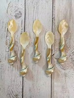 Cuillère à caviar en nacre naturelle de luxe, écologique, blanche, 9 cm, avec logo personnalisé, pour les fêtes