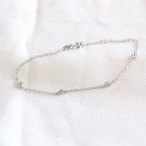 925 Sterling Silver 18k Gold Plated Natural Sparkling Moissanite Round Bezel Brilliant Cut Gemstone Chain <b>Bracelet</b> Women Jewelry - Product Image 5