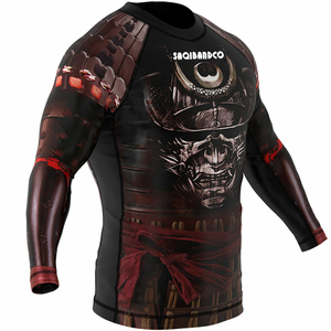 Ropa deportiva 100% poliéster hombre sublimación personalizada impresa manga larga MMA BJJ rashguard - Product Image 6