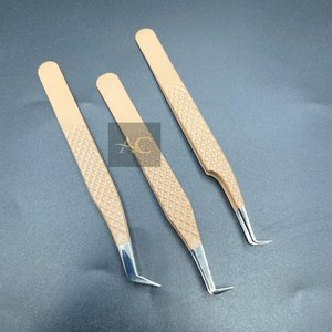 Aroosh Corp Volume russe 90 degrés en acier inoxydable massif poignée en diamant Logo personnalisé Extension de cils pince à épiler professionnelle - Product Image 3