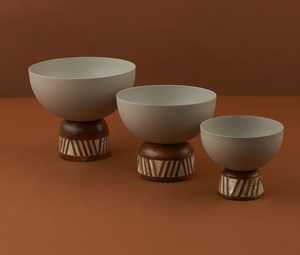 Juego de Tres Tazones para Servir de Porcelana Blanca de Lujo Moderno y Ecológico con Base de Madera para Hoteles y Vajilla para el Hogar - Product Image 6