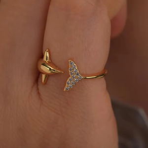 Genuino 925 plata esterlina delfín CZ Pave anillo minimalista ligero fino Vintage oro Vermeil mujeres anillo fino joyería regalo - Product Image 5