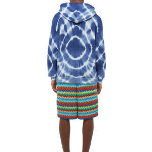 Sudaderas con capucha en espiral con tinte de corbata azul unisex, jersey de hombro caído de gran tamaño, ropa de calle, Sudadera con capucha, logotipo personalizado, lana pesada - Product Image 5