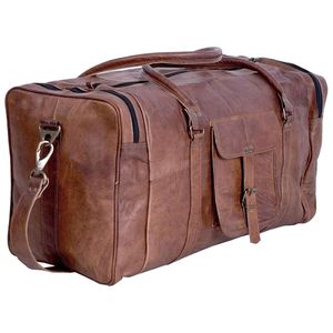 Bolsa de deporte de viaje para gimnasio de fin de semana de lona vintage de cuero suave genuino para hombre transpirable al por mayor - Product Image 1