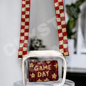 Lets Go Blue Sangle de sac à main perlée personnalisée Sangles de sac de perles de rocaille en or blanc Accessoires à la mode pour sacs - Product Image 3