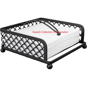 ที่ใส่กระดาษเช็ดปากโลหะพร้อมที่ใส่ผ้าเช็ดปากลายดอกไม้แบบฉลุสำหรับโต๊ะอาหารร้านอาหารและโรงแรม - Product Image 3