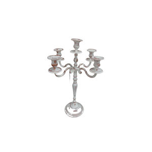 เชิงเทียนโลหะ5แขนสำหรับตกแต่งโรงแรมสีขาวพร้อมเชิงเทียนทองแดงโบราณสำหรับตกแต่งงานแต่งงานทำด้วยมือ - Product Image 1