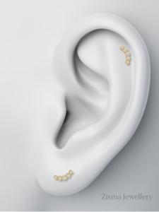 Pendientes de tuerca Milgrain de diamante curvo de lujo Joyería de perforación 10K 14K 18K Oro VVS DEF Diamantes reales y cultivados en laboratorio Certificado GIA - Product Image 2