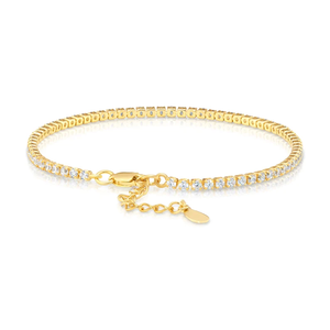 Bracelet de tennis en acier inoxydable plaqué or 18 carats de moissanite diamant de haute qualité Bracelet carré en zircone pour cadeau - Product Image 4