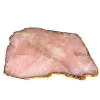 Plateau à fromage artisanal en quartz rose naturel et agate, étanche, avec bordure or rose, 7-12 pouces, 1-1,5 kg, pour décoration maison et mariage