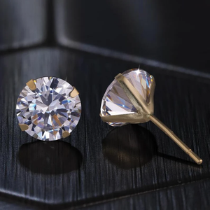 ต่างหูเพชรโมอิสสีทอง14k แบบ2กะรัตสำหรับผู้หญิงต่างหูแบบคลาสสิก - Product Image 2