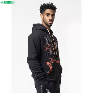 Sweat à capuche pour homme personnalisé avec logo imprimé, doublure polaire, écologique, effet délavé vintage, sérigraphie, 100% coton, idéal pour l'hiver - Product Image 2