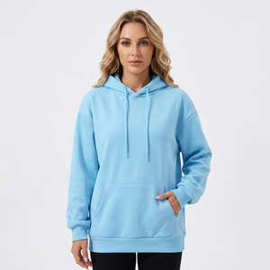 Sudadera con Capucha para Hombre, Color Azul Claro, Estilo Casual, con Bolsillos, Tejido de Punto, Corte Regular, Color Sólido, para Otoño - Product Image 2
