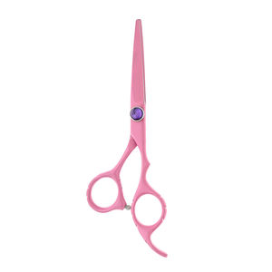 กรรไกรช่างตัดผมสีชมพูเคลือบมือซ้ายกรรไกรสแตนเลสพร้อมที่วางนิ้วเงินและสกรูแฟนซี - Product Image 6
