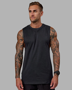 Débardeur personnalisé OEM imprimé, haute qualité, pour homme, sport, fitness, streetwear, sans manches, coton côtelé, coupe ajustée. - Product Image 2