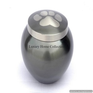 โกศและขวดโหลสำหรับเผาที่ทำด้วยมือพิมพ์ลายอุ้งเท้าสีทองเงาโลหะสีดำ - Product Image 2