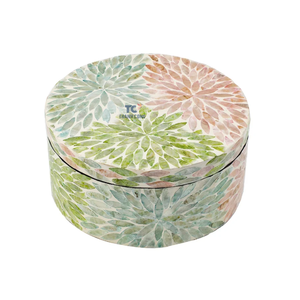 Boîte décorative en nacre noire avec incrustation de nacre Boîte à bijoux en vadrouille Boîtes rondes en vadrouille florale - Product Image 2