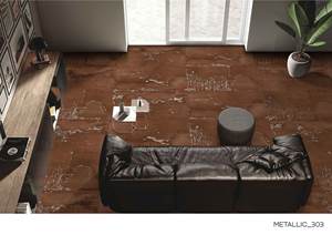 Design moderne en soie de luxe 600*1200 carreaux vitrifiés brillants intérieur salon hall briques dorées carreaux atmosphériques - Product Image 6