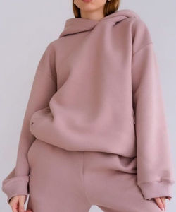 Sweat à capuche pour femme avec fermeture éclair sur le devant, nouveau design, large ceinture, en coton éponge, demi-zip, pull court d'hiver, écologique - Product Image 2