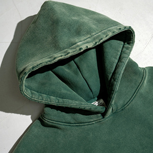 Vintage poids lourd coton 355 Gsm surdimensionné Boxy Fit sweat hommes soleil fondu lavé recadrée en détresse logo personnalisé sweats à capuche - Product Image 3