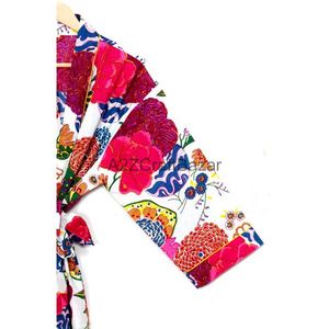 Bata Kimono de Algodón 100% para Mujer, Estampado Floral, Talla Única, Romántica y Cómoda, Ropa de Dormir para Invierno, Uso en el Hogar - Product Image 4