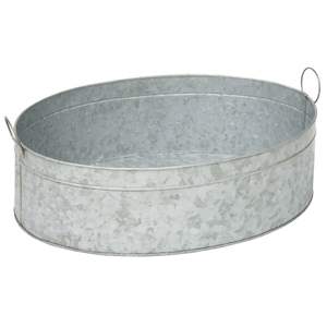 New Galvanized Metal Planter <b>Tub</b> Oval Shape For Home Balcony Nursery Garden Decor Purpose Planter With Handle - Product Image 1