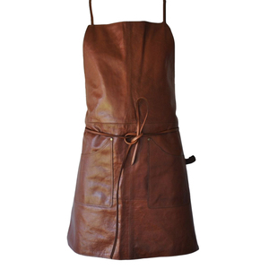 Custom Genuine PU <b>Leather</b> Barber Sleeveless <b>Apron</b> Long Size Kitchen Polyester Design Multiple Plain Pockets - Product Image 5
