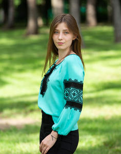 Blusas ucranianas de moda informal de diseñador para mujer, Top tejido de popelina con cuello en V para primavera y verano - Product Image 2