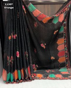 New Arrival Latest Collection Hot Selling Chiffon Sabyasachi Design Digital Print <b>Saree</b> <b>Blouse</b> Women Fashion Exporter - Product Image 2
