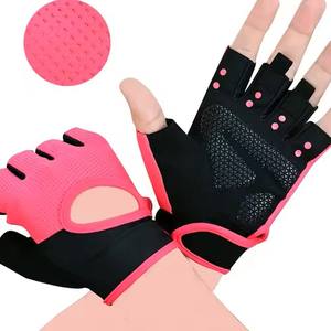 Guantes de Halterofilia Profesionales de Medio Dedo Color Rosa, Transpirables, con Cierre de Velcro Ajustable, Unisex, para Entrenamiento Físico - Product Image 1