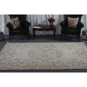 พรมขนสัตว์9.1ft สีเบจสีน้ำตาลคลาสสิกขนาด5.4 x ดีไซน์แบบเย็บปะติดปะต่อกันแบบตุรกีสำหรับห้องนั่งเล่นห้องนอนห้องโถงทำจากยางทรงสี่เหลี่ยม - Product Image 3