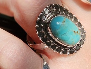 Anillo de plata ovalado turquesa real, hermoso regalo para el amor, el mejor regalo, anillos de plata Turquesa - Product Image 4