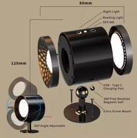 Lampe murale LED sans fil moderne pour la maison, le bureau, la salle de bain, la chambre à coucher, rechargeable, à intensité variable, avec commande tactile/télécommande, lampe de lecture de nuit en métal
