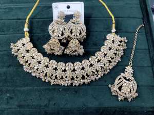 Collar de Cristal con Sombra de Diamante, Chapado en Oro, Estilo Étnico para Compromiso, Boda o Aniversario, Engaste de Bisel - Product Image 2