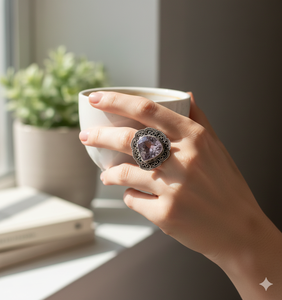 Anillos Finos de Plata de Ley 925 al por Mayor, Joyería Clásica de Compromiso y Boda con Piedra Preciosa de Amatista Natural - Product Image 6